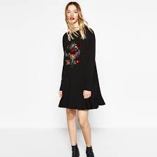 Zara Black Embroidered Dress Df499c