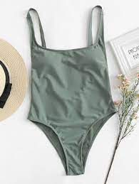 Shop Low Back Adjustable Straps One Piece Swimsuit Online Shein Offers Low Back Adjustable Straps On Backless One Piece Swimsuit Sheer Bathing Suits Swimsuits