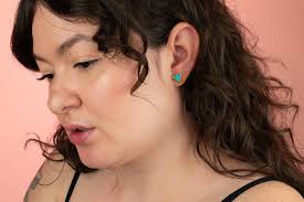 14k Gold Triangle Stud Earring Set with Aquamarine Gemstone Clay