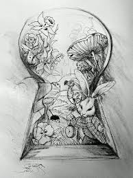 Black Alice In Wonderland Drawing Pin On Body Parts