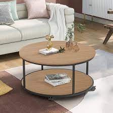 It can be used as a coffee table, round sofa table, end table, cocktail table, office table, etc. 17 Stories Round Double Coffee Table With Caster Wheels And Wood Textured Surface Wayfair