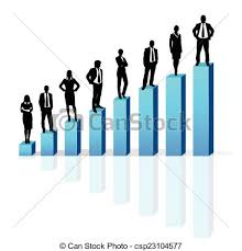 Business People Standing On 3d Financial Bar Graph Group Black Silhouette