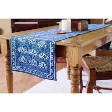 Indigo Dabu Floral 100 Cotton Table Runner In 2020 Printed Table Runner Table Cloth Signature Table