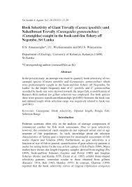 Pdf Hook Selectivity Of Giant Trevally Caranx Ignobilis