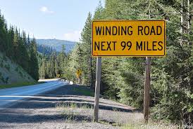 Winding Road Sign, Lolo Pass, Idaho ...