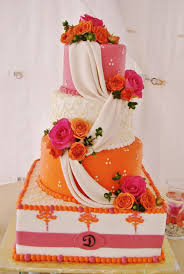 Pink Orange Monogram Wedding Cake Monogram Wedding Cake Wedding Wedding Cake Photos
