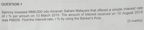 Malaysia / 22 hours ago. Solved Question 1 Sammy Invested Rm8 000 Into Amanah Saha Chegg Com