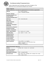 The Mckenzie Institute Assessment Forms Pages 1 3 Text