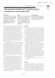 Pdf Risk Assessment Of Psychiatric In Patients Audit Of