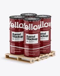 Free wood sign mockup templates. 4 Barrels Wooden Pallet Mockup In Barrel Mockups On Yellow Images Object Mockups