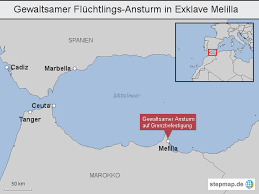 Ceuta und die andere nahe gelegene spanische exklave melilla haben die einzige landgrenze der europäischen union mit dem afrikanischen kontinent. Gewaltsamer Fluchtlings Ansturm In Exklave Melilla Von Mopo Grafik Landkarte Fur Marokko