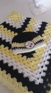 Black And White Crochet Baby Blanket Pattern Crocheted Granny Square Baby Blanket With Matching Beanie Photo Prop Pittsburg Steelers Black Yellow White Ready T Granny Square Crochet Crochet Crochet Baby
