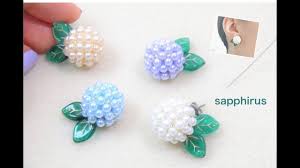 ハンドメイド ピアスの作り方 あじさいピアス ビーズステッチで作るお花のモチーフのアクセサリー hydrangea earrings youtube perline gioielli con perline gioielli fatti a mano