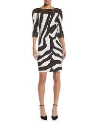 Twtm5 Nk32 Naeem Khan Zebra Stripe Sheath Cocktail Dress W Lace Trim Zebra Print Dress Naeem Khan Dresses