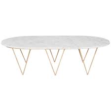 Oval Hairpin Coffee Table With White Marble Top Available In Gold Or Silver Leaf 2 437 50 Gold Coffee Table Marble Top Coffee Table Brass Coffee Table