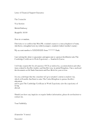 It should state how the writer and applicant are related. Financial Guarantee Letter Sample