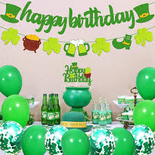 It will also look great above a display table or draped across an archway to welcome guests to a st. Party Supplies St Patrick S Day Birthday Party Decorations Kit Lucky Happy Birthday Banner Four Leaf Clover Garland Shamrock Cake Topper Green Balloons For Saint Paddy S Day Irish Themed Birthday Party Supplies 27