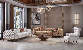 5.sarı gri chesterfield koltuk takımı. New Scala Ceviz Chester Koltuk Takimi Evmoda