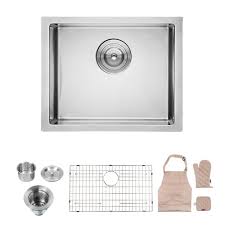 Tru 16 gauge t304 stainless steel; 16 Gauge Stainless Steel Rectangle Undermount Single Bowl Kitchen Sink 23 In Width Overstock 32768295