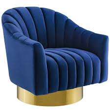 Finally, the chair is anodized for a durable finish. Buy Modern Navy Blue Tufted Velvet Swivel Accent Chair Buoyant