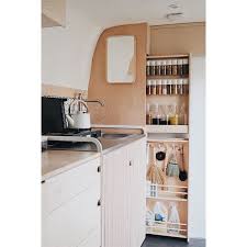 Inside Contents Of The Ikea Kitchenette Frame We Modified Hacked And Customized To Suit Our Tinykitch Tiny House Storage Rv Kitchen Organization Van Storage