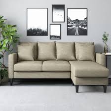 Dorel Living Henderson Beige Reversible Sectional With Pillows Fh039sec Bg The Home Depot Dorel Living Comfortable Throw Pillows Sectional