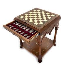 Cappadocia Chess And Backgammon Set With Metal Chess Figures Walnut Mother Of Pearl Chess Table Backgammon Ta Backgammon Table Chess Table Backgammon Set