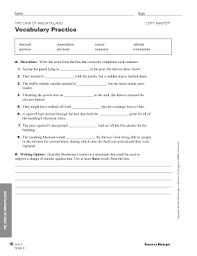 The cask of amontillado is a creepy short story written by edgar allan poe. The Cask Of Amontillado Vocabulary Practice Worksheet Answers Fill Online Printable Fillable Blank Pdffiller