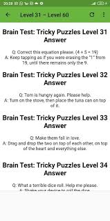 Kunci jawaban brain test level 31 32 33 34 35 bahasa indonesia dengan pertanyaan : Guide For Brain Test Tricky Puzzlesand 2020 Fur Android Apk Herunterladen