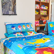 Baby Shark Bed In A Bag Kids Bedding Bundle Set 5 Piece Full Walmart Com Shark Bedding Baby Shark Beds Shark Room