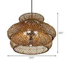 Chinese Wide Flare Chandelier Lighting Bamboo 6 Bulbs Hanging Pendant Light In Brown Hanging Pendant Lights Hanging Pendants Pendant Light