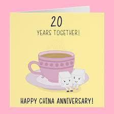 However, only some anniversary years were included in the book, the first, fifth, then every fifth year up to the 25th wedding anniversary. Paper China Anniversary 20th Wedding Anniversary Card Paper Party Supplies