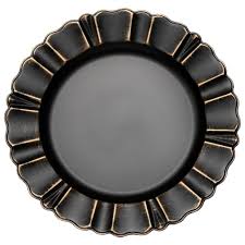 Black And Gold Charger Plates Waved Scalloped Acrylic 13 Charger Plate Black Gold Charger Plates Charger Plates Wedding Glass Beaded Charger Plate
