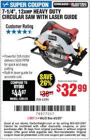 Chicago Electric 7 1 4 In 12 Amp Heavy Duty Circular Saw With Laser Guide System For 32 99 In 2020 Guide System Harbor Freight Tools Circular Saw