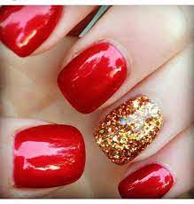 Télécharger des livres par catherine duchêne date de sortie: Rojo Con Glitter Dorado Unas De Colores Manicura De Unas Disenos De Unas
