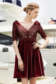 Maybe you would like to learn more about one of these? Robe De Ceremonie Courte Chic En Dentelle Bordeaux Col V Persun Fr