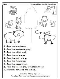 Following Directions Is Fun With This Delightful Forest Animal Worksheet Find More Freebies An Kindergarten Worksheets Animal Worksheets Following Directions