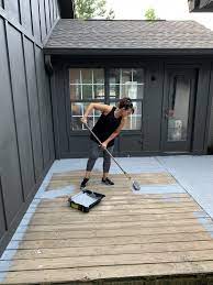 Usually needs to be power washed, stained. How To Update Your Concrete Patio Or Wood Deck With Paint Beneath My Heart