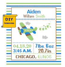 The model can be personalized, you can change the name, date of birth, etc. Diy Customizable Pattern Cross Stitch Birth Sampler Cross Stitch Birth Record Cross Stitch Baby Boy Airplane Nursery Zindagi Designs