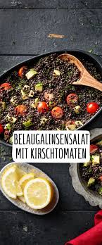 Lauwarmer Belugalinsen Salat Mit Kirschtomaten Und Avocado Rezept Rezept Kirschtomaten Linsensalat Rezepte Gesund