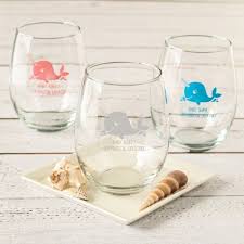 Personalized 15 Oz Narwhal Stemless Wine Glasses Baby Shower Wine Glasses Personalized Baby Shower Favors Shower Wine