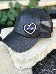 Glitter Ponytail Hat Custom Heart Patch Heart Patches Hats Thin Blue Lines