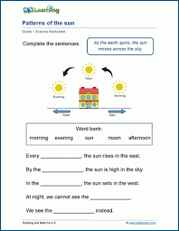 patterns of the sun worksheet k5 learning