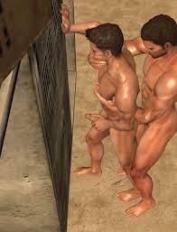 2boys 3d abs anal penetration anal sex brown hair chest grab  chris redfield erect nipples erection from behind position gagged gay hand  on chest hand over another's mouth hand