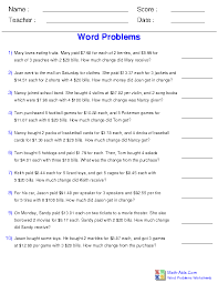U S Money Change From A Purchase Multiplication Word Problems Multiplication Word Problems Word Problems Money Word Problems