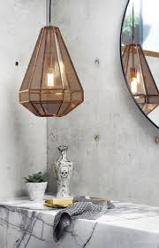 The Beacon Lighting Elliot Tall 1 Light 460mm Geometrical Copper Pendant With Copper Mesh And Black Flex Copper Pendant Lights Beacon Lighting Pendant Lighting