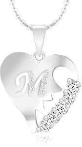 Today we are sharing m name image if you are searching same like m alphabet wallpaper or m letter pic than its really great because you can download these m . Kanak Jewels Broken Heart Letter M Fashion Jewellery Valentine Gift Alphabet Heart Chain Necklace Pendant For Girls Women Men Boys Girlfriend Jewellery Silver Plated Cubic Zirconia Alloy Brass Pendant Silver Cubic Zirconia Brass