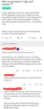 The common acronym lgbt is usually taken to include sexual. Screenshot From R Lgbdropthet First They Want To Drop The T Now They Want To Drop The B Smh R Lgbt