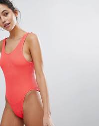Asos Design Crinkle High Leg Swimsuit Asos