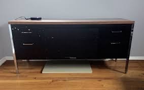 1960s Allsteel Credenza With Roll Up Tambour Door With Walnut Formica Top Purchased For 30 Off Of Craigslist Credenza Tambour Formica